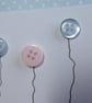 Pack of 3 Mini Blank Cards - Pastel Blue Button Flowers and Sequins - Image 9