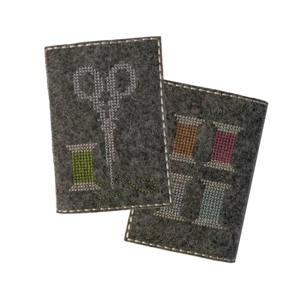 Embroidered Wool Felt Needle Book: Cross Stitch Sewing Gift