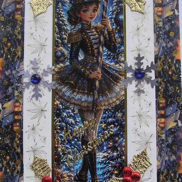 Hand Crafted Decoupage Chistmas Card - Happy Christmas (3389) Nutcracker Ballet