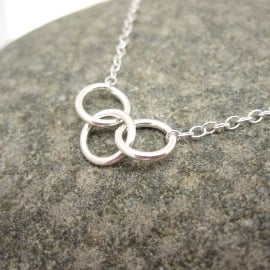 Three Sisters Silver Necklace Pure Design Circles - Round, Sisters, Rings Triple