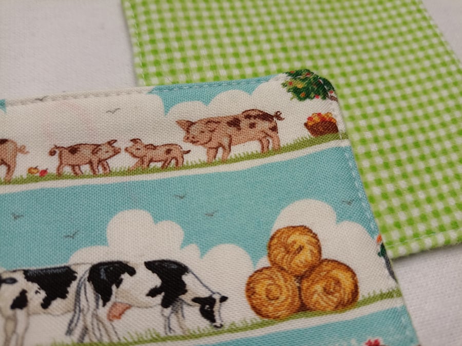 Mug mats fabric coasters - Farm animal theme