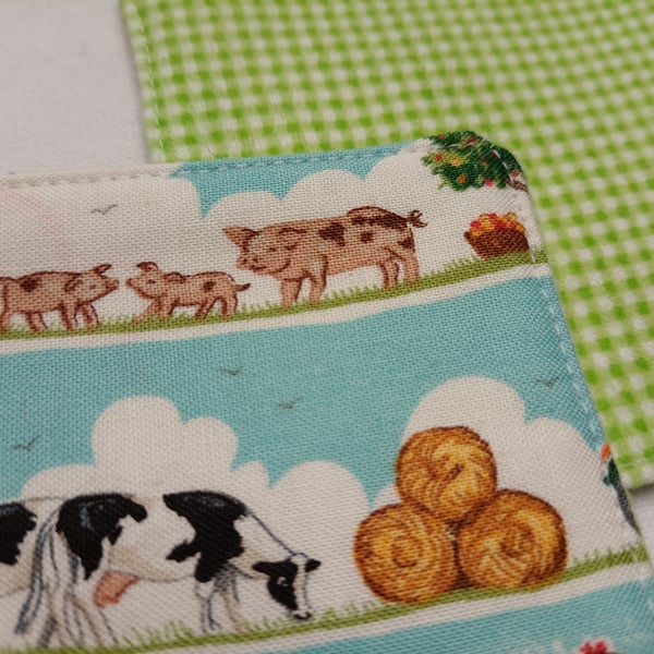 Mug mats fabric coasters - Farm animal theme