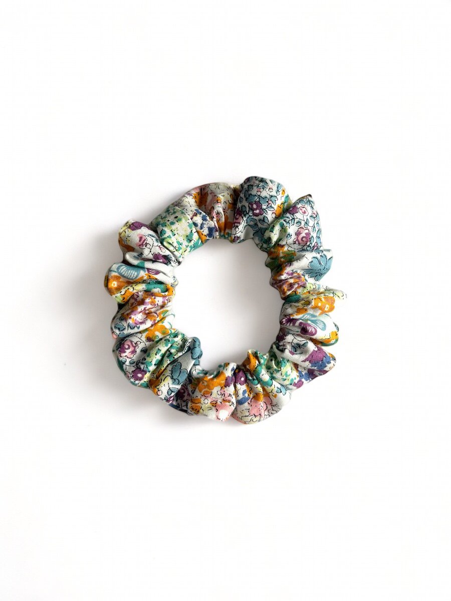 Vintage Floral 100% Cotton Scrunchie - Skinny
