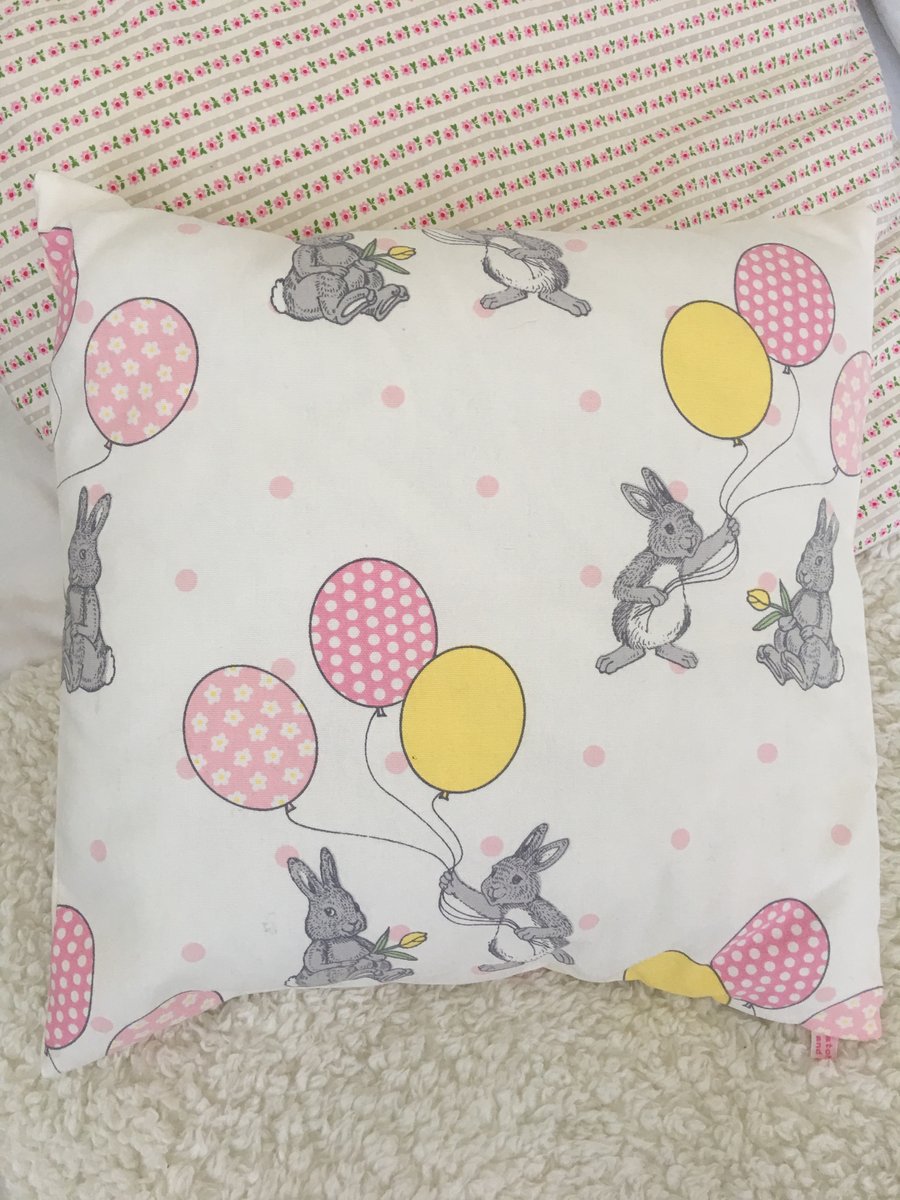 Rabbit and balloon design cotton fabric Cushion cover 