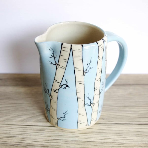 Medium Jug - Silver Birch Trees and Birds