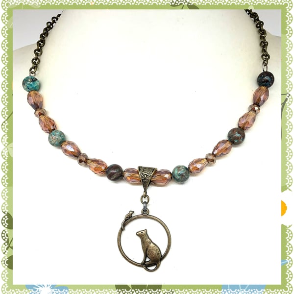 One of a Kind Cat & Mouse necklace