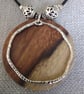 Upcycled Round Wood Pendant & Swinging Steel Ring Wood Jewellery - Image 5