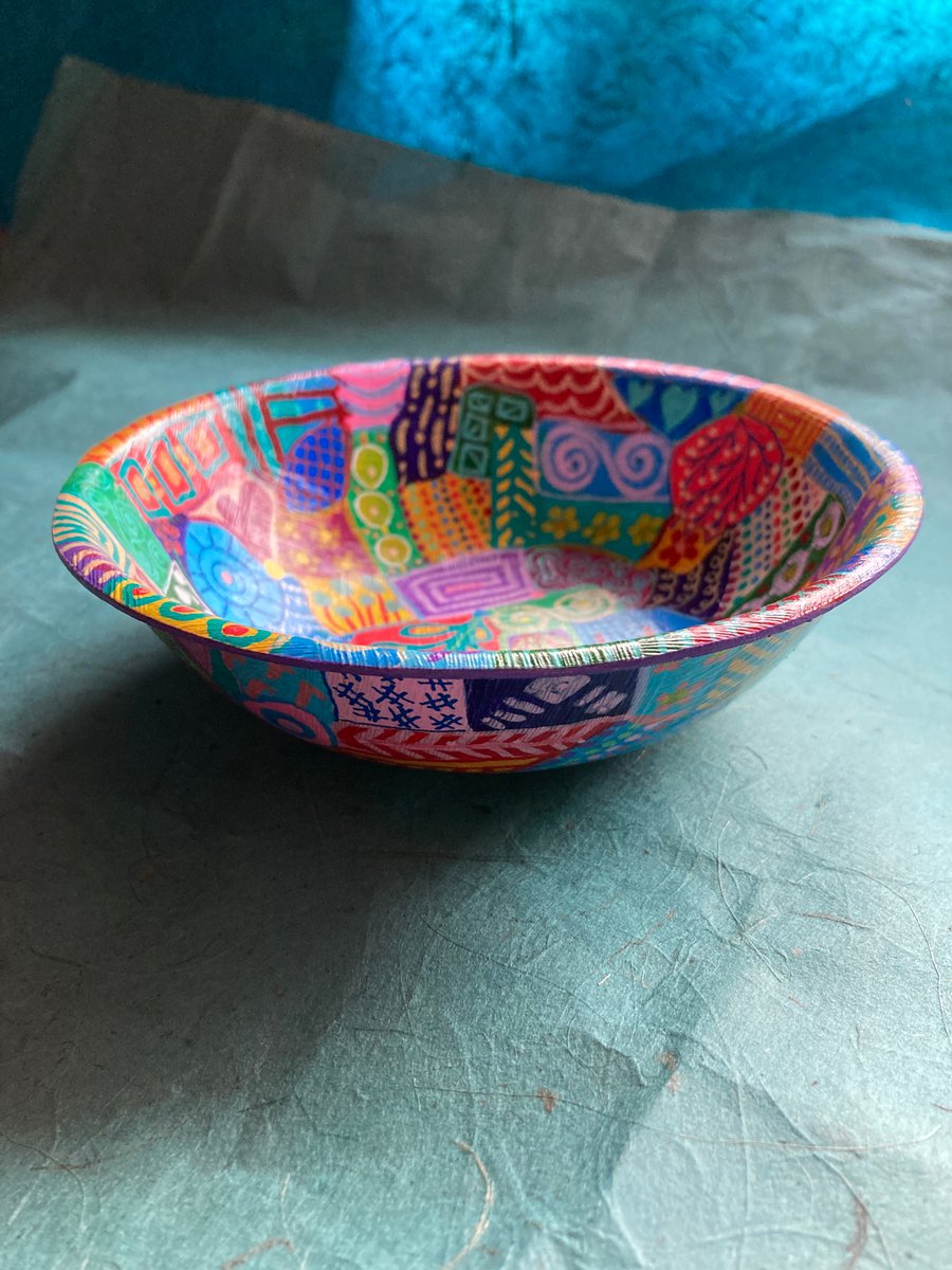 up cycled hand painted bamboo bowl 