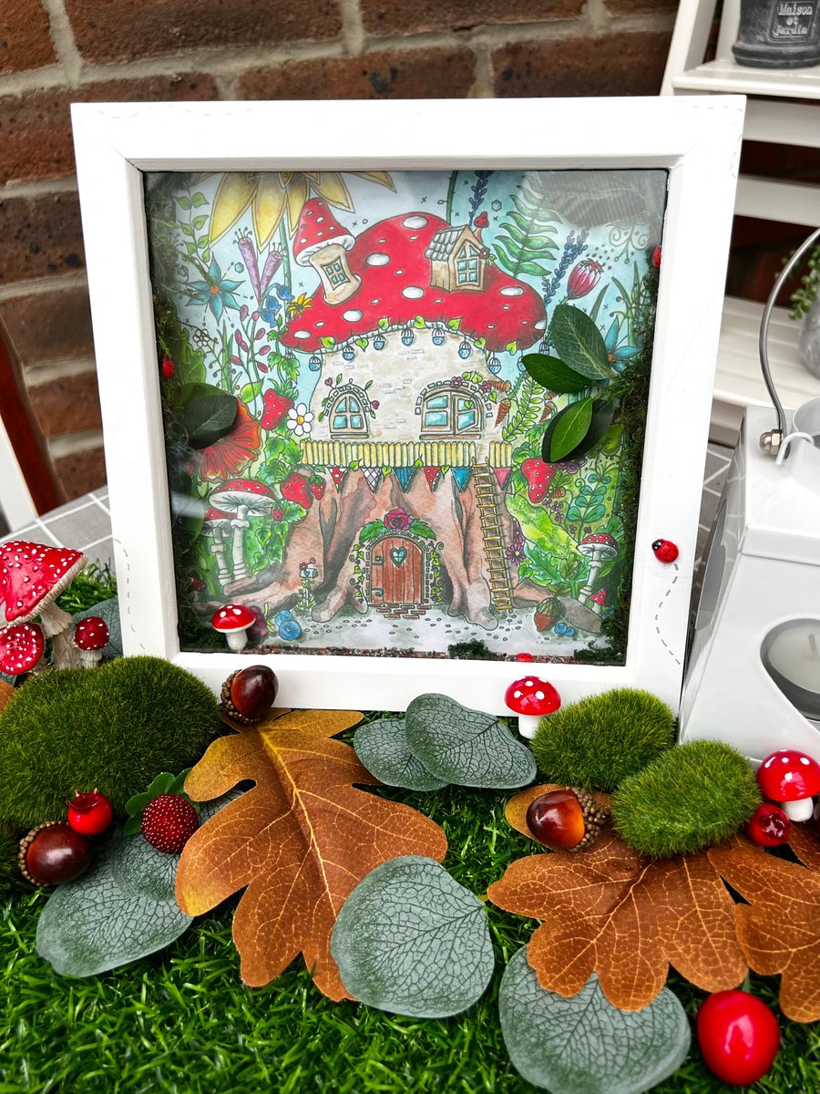 Fairy Deep box frame with artists illustration of a ‘Fairy House’ 