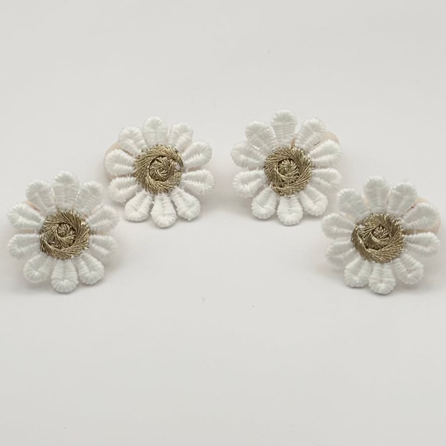 Gold Daisy Flower set of four Hair Bobbles 