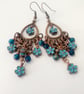 Forget Me Not Earrings in Copper and Blue Agate