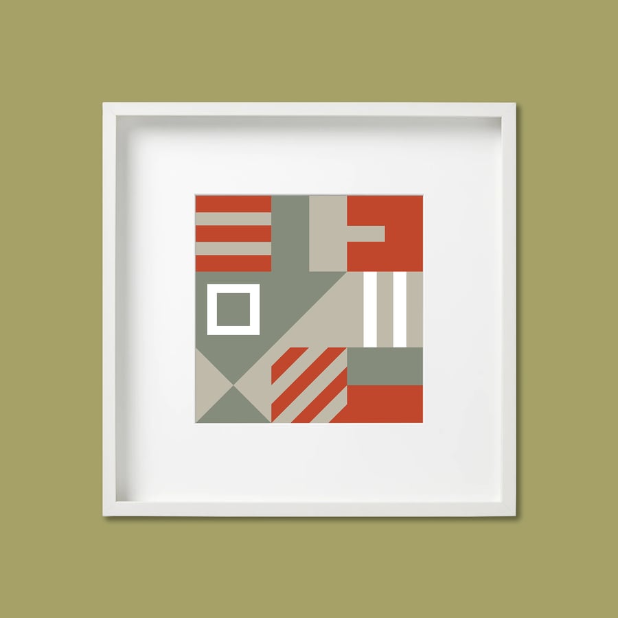 Geometric Abstract Square Giclee Print (unframed) – Orange