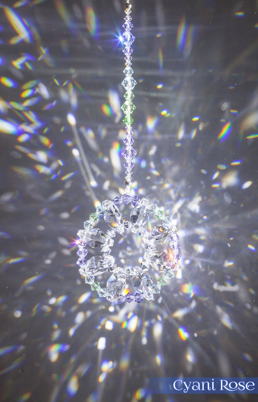 Sun Catcher hanging decoration in lilac blue green beautiful sparkly Swarovski 