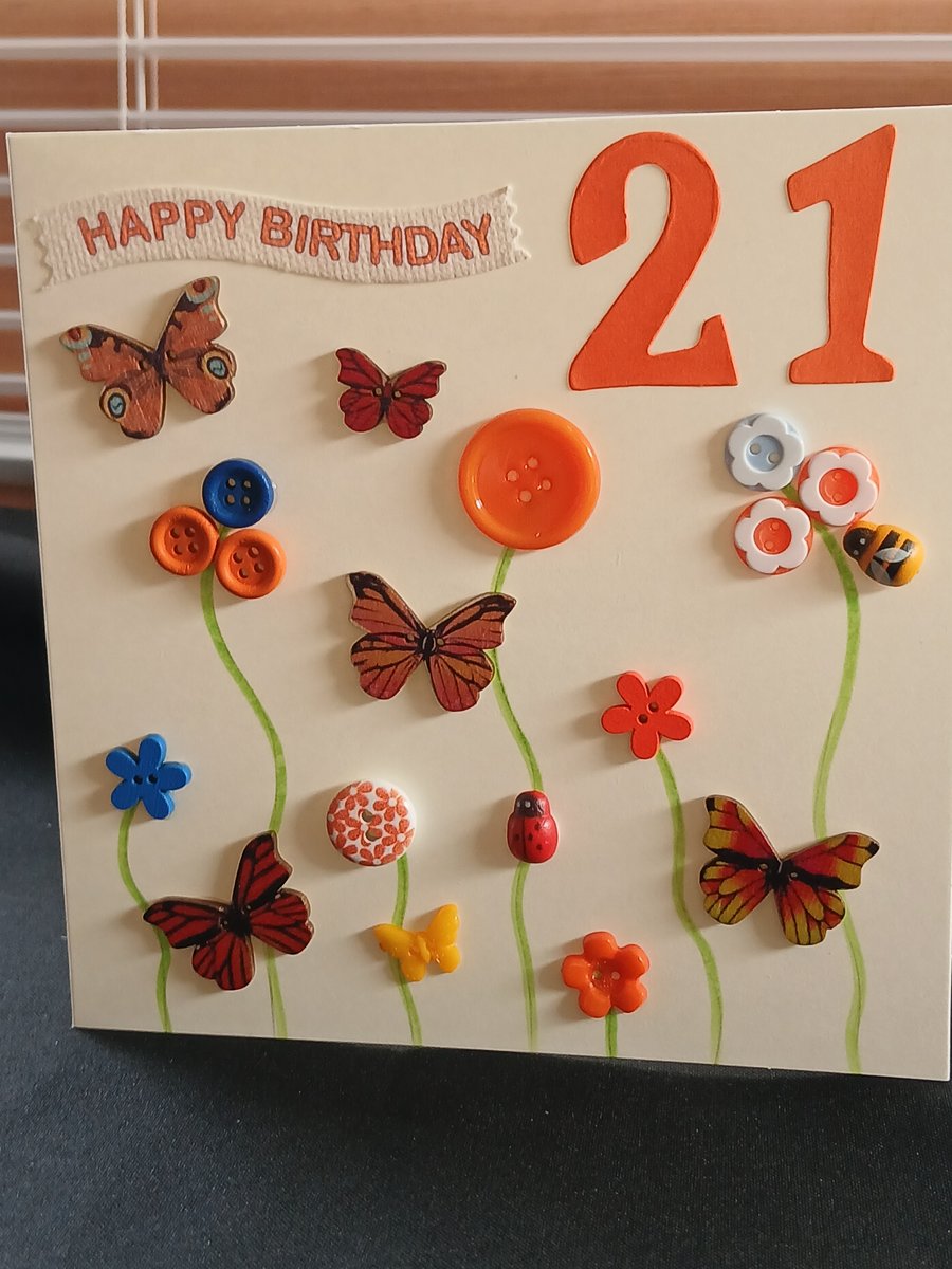 Handmade 21st birthday card 