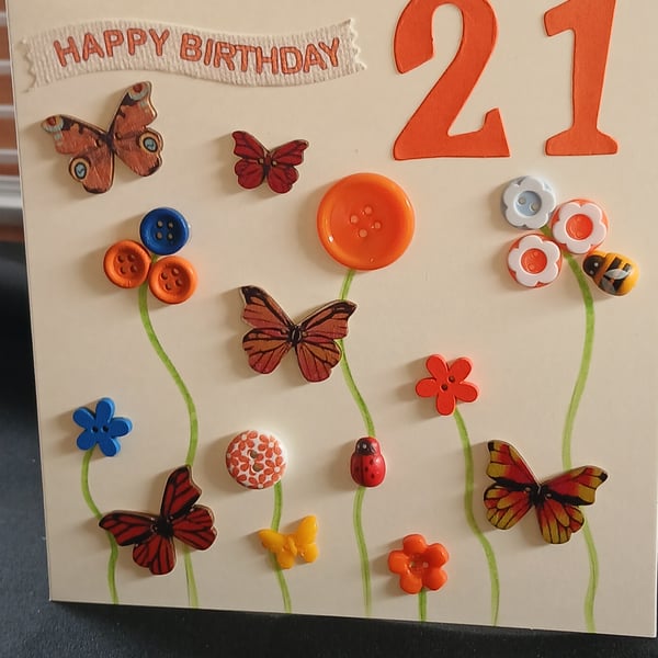 Handmade 21st birthday card 