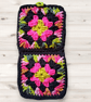 retro granny square crochet glasses case - Image 1
