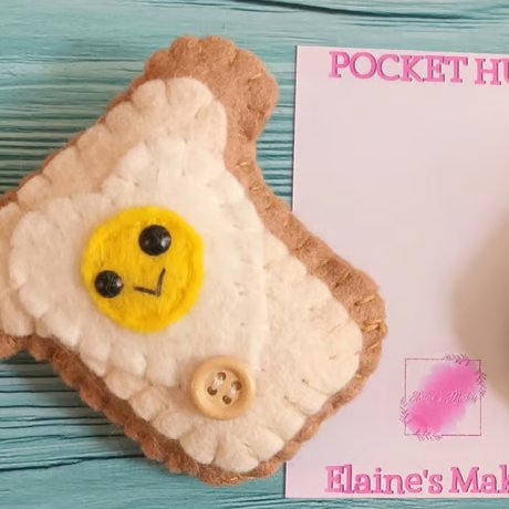 'Egg on toast' pocket hug & pocket hug card hand sewn in wool blend felt (0)