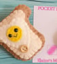 Felt Egg on Toast Pocket Hug and card,pocket buddy,comfort pocket pal. - Image 2