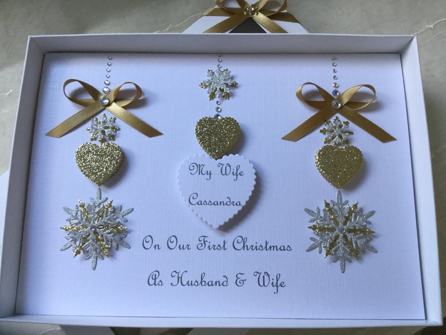 Personalised Christmas Card Wife Husband Mum Dad Girlfriend Gift Boxed First