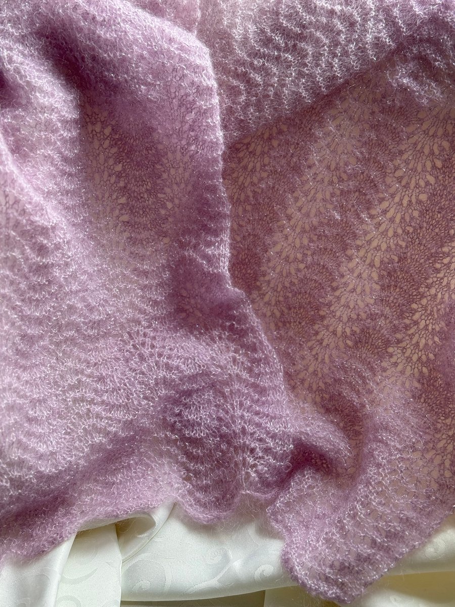 Hand knitted lace scarf