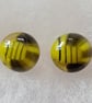 Fused glass yellow striped 'bee' stud earrings - Image 3