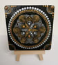 Hand painted metallic mandala square coaster - Image 1