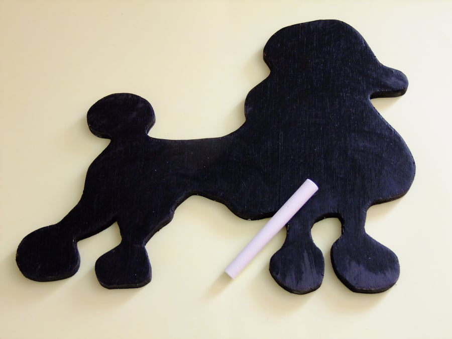 Black poodle chalkboard wallhanging for messages ideal for dog lover