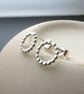 Silver beaded wire studs, Small bobbly circle earrings