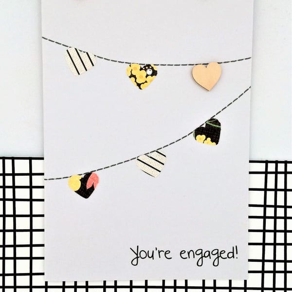Engagement Card - Handmade Card - Congratulations - Card for Engagement - Paper 