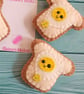 Felt Egg on Toast Pocket Hug and card,pocket buddy,comfort pocket pal. - Image 3