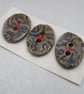 3 Medium Oval Stormy Olive Brocade Pattern Ceramic Buttons - Image 2