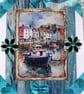 Harbour Fishing Boat Scene - Hand Crafted 3D Decoupage Card - Blank 3030