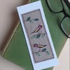 Card Bookmark with Embroidered Goldfinches