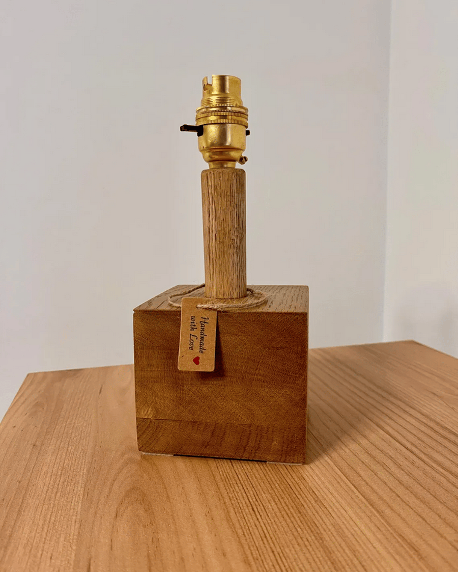 Retro Wooden Lamp Base with Brass Socket