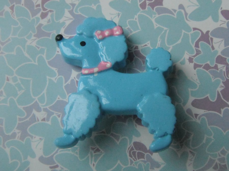 Blue Poodle Kitsch Dog Brooch