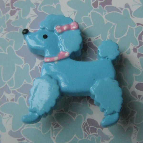 Blue Poodle Kitsch Dog Brooch