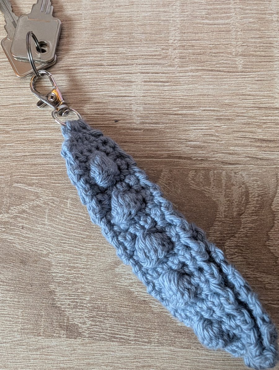 Blue Grey Wristlet Keyring