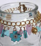 Turquoise & Lilac Flower Charm Bracelet - Image 7