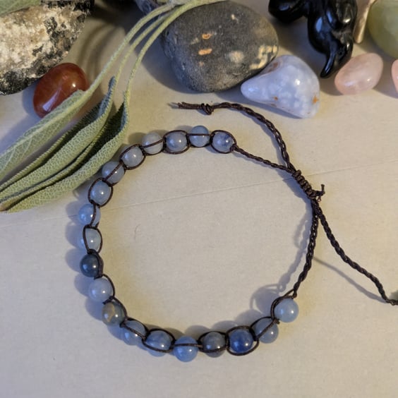 Blue aventurine adjustable bracelet for calm focus