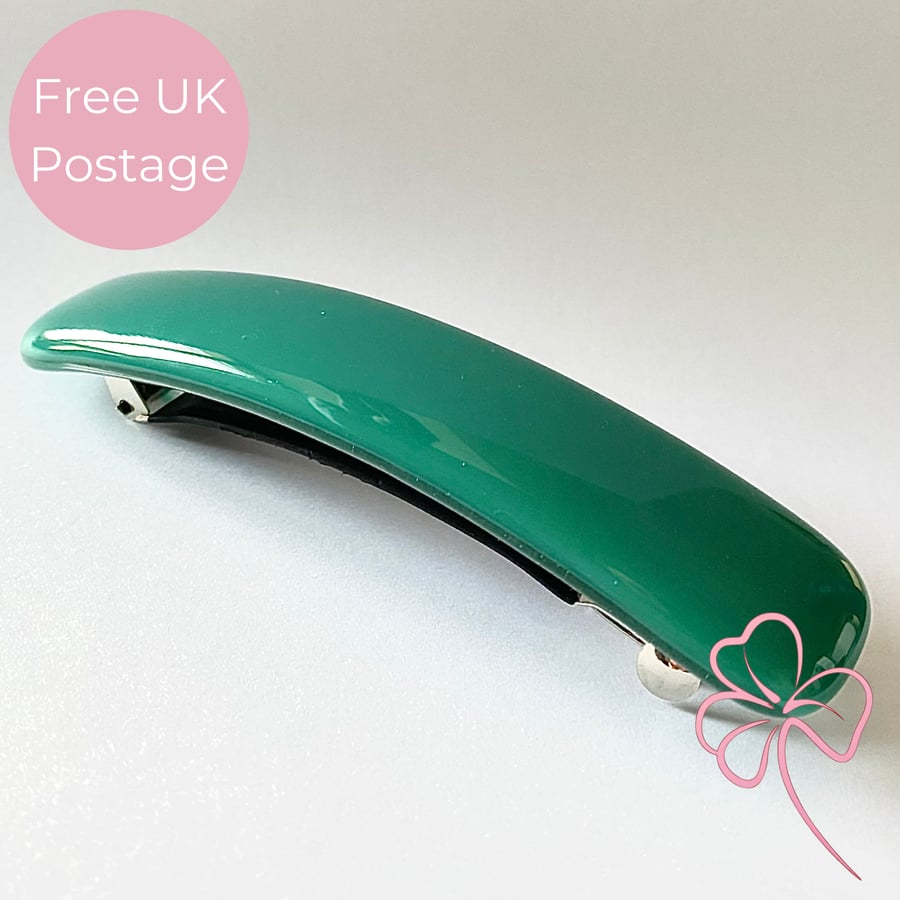 Handmade Teal Fused Glass Hair Barrette – Unique Artisan Hair Clip