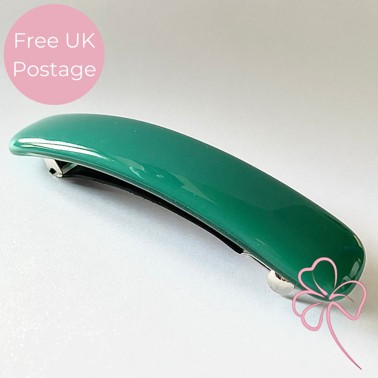Handmade Teal Fused Glass Hair Barrette – Unique Artisan Hair Clip