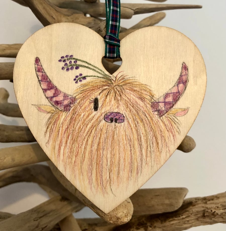 Highland Cow Hanging Decoration, Gift Tag, Bag Tag