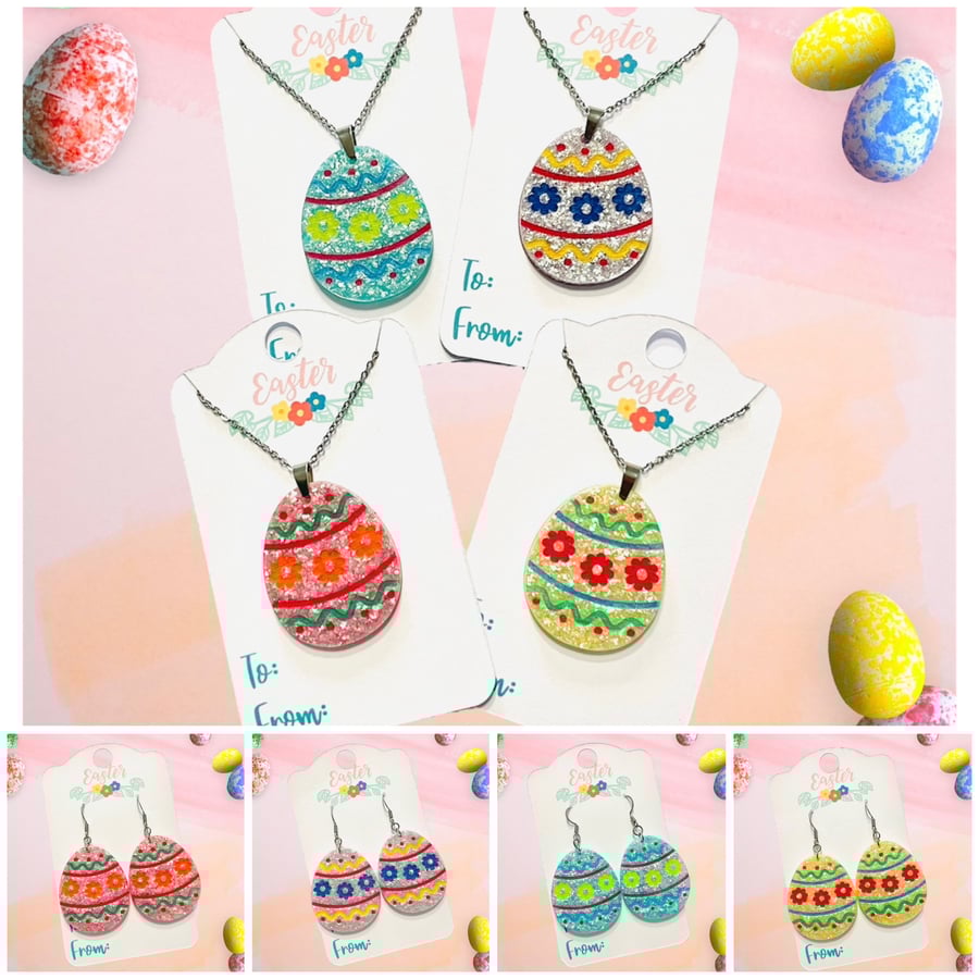 Easter egg earrings, handmade Easter jewellery 