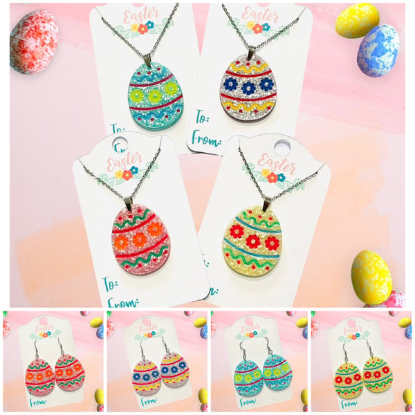 Easter egg earrings, handmade Easter jewellery 