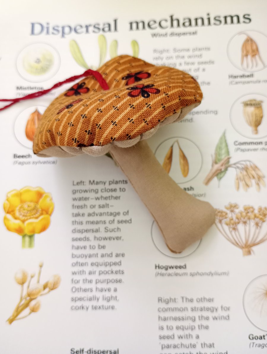 Fabric toadstool, hanging decoration 