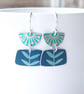 Jade and teal folk art flower earrings  - Image 1