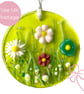 Fused Glass Wildflower Meadow Hanging Decoration - White, Blue & Pink