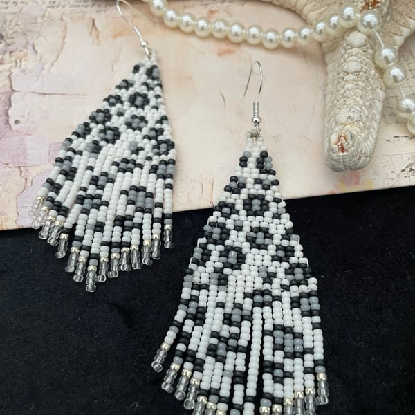 Earrings Animal print beaded fringe earrings, leopard print accessories