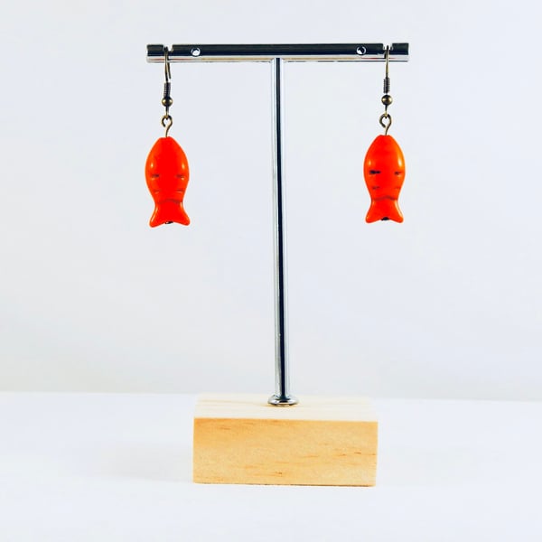Orange fish earrings 