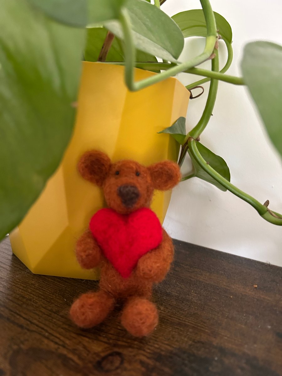 Needle felted valentines bear